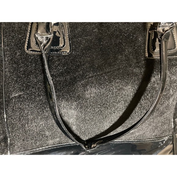 ESSENCE OF BEAUTY tote handbag laptop large purse black faux fur 18 x 14 - Picture 9 of 9